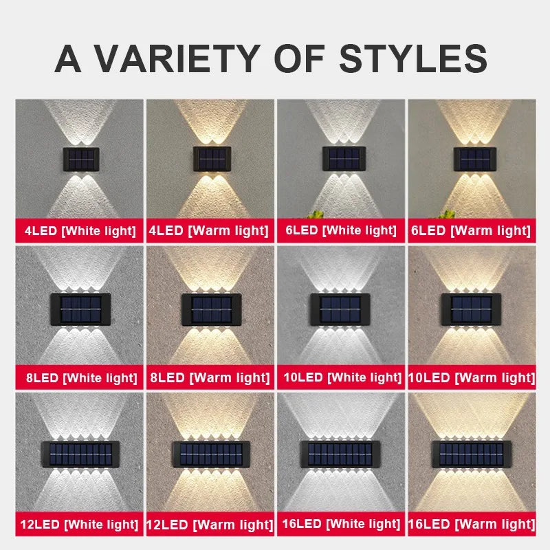 Outdoor Solar LED Wall Lights Waterproof Led Solar Lamp Up And Down Luminous Lighting For Garden Balcony Yard Street Decor Lamps