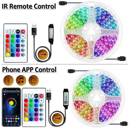 LED Strip Light RGB 1-30M 5050 15/LED USB Bluetooh Flexible Lamp Tape With Remote Control For TV Backlight Home Party Decoration