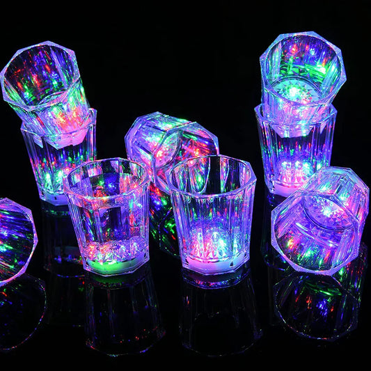 12pcs Light Up LED Cups Automatic Flashing Drinking Cup Color Changing Beer Whisky Mugs Shot Glasses Bar Club Party Supplies