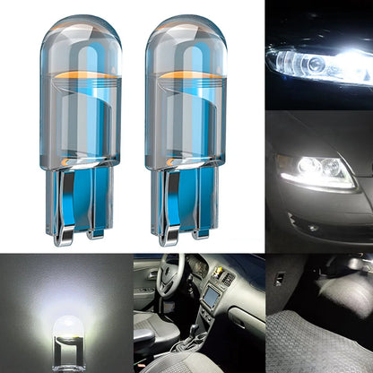 2x W5W 194 T10 Car Glass Housing Cob Led Bulb White Yellow Blue 12V Wedge License Plate Lamp Dome Light Diedo Lighting Modify