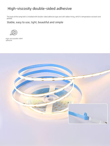 Cob Self-Adhesive Flexible 12v24v Full Spectrum Light with Three-Color LED Soft Light Strip No Light Beads Highlight Linear Light