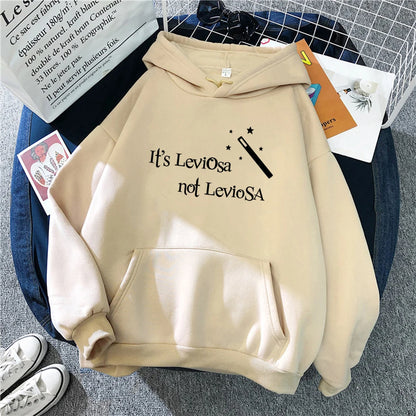 Women Hipster Streetwear Sweatshirts It's Leviosa Magic Hoodie Fashion Funny Sportswear Loose Oversize Clothing Soft Tops Female