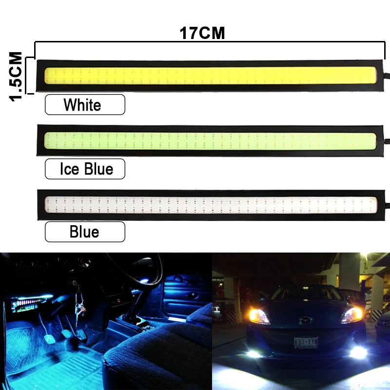 1 PCS Super Bright 17CM LED COB Fog Bulb Car DRL LED Strip Daytime Running Light bar 12V 6500K Auto Interior Styling Lamp