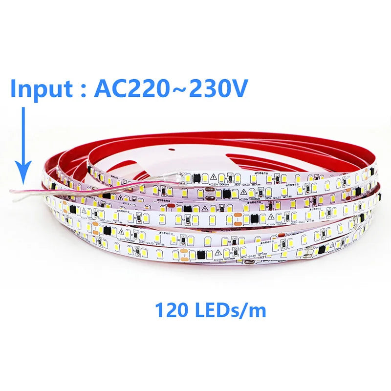 110V 220V LED Strip 2835 120LEDs/m Home Lamp Strip Red Ice Blue Green Yellow Pink 120V 230V Flexible Cuttable 20M Soft Light Bar