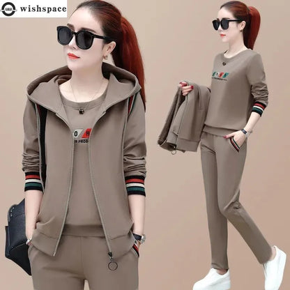 Fashion Women's Suit 2023 New Korean Version Spring and Autumn Long Sleeve Top Casual Sportswear Elegant Women's Three Suits