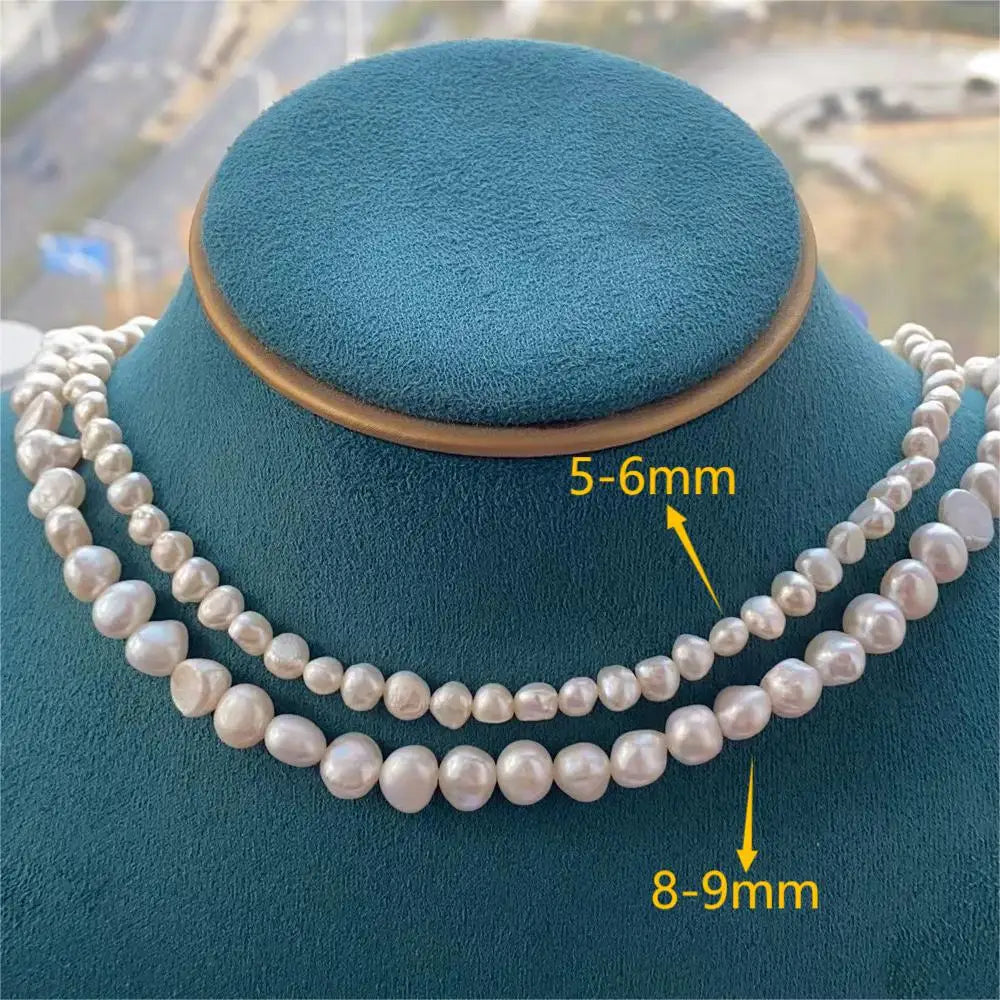 Real Baroque Freshwater Pearl Choker Necklace - AA 5-9mm Pearls