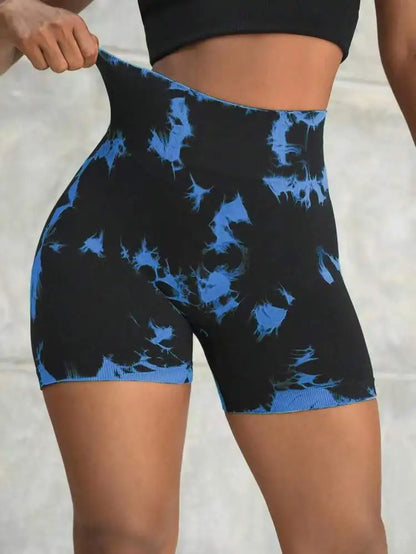 Achieve your fitness goals this season with comfortable Seamless Tie Dye Push Up Yoga Shorts