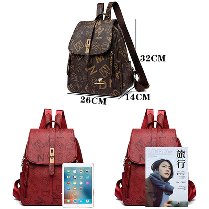 2024 Fashion Luxury Women's Designer Letter Printing Leather Backpacks Large Capacity Travel Shoulder Bags Totes School Bag