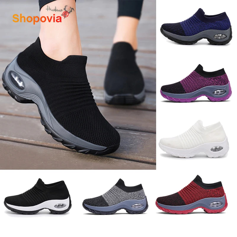 Women Orthopedic Sneakers Shoes Breathable Height-increasing Slip-on Female Sock Women's Sports Shoes Bottom Platform Footwear