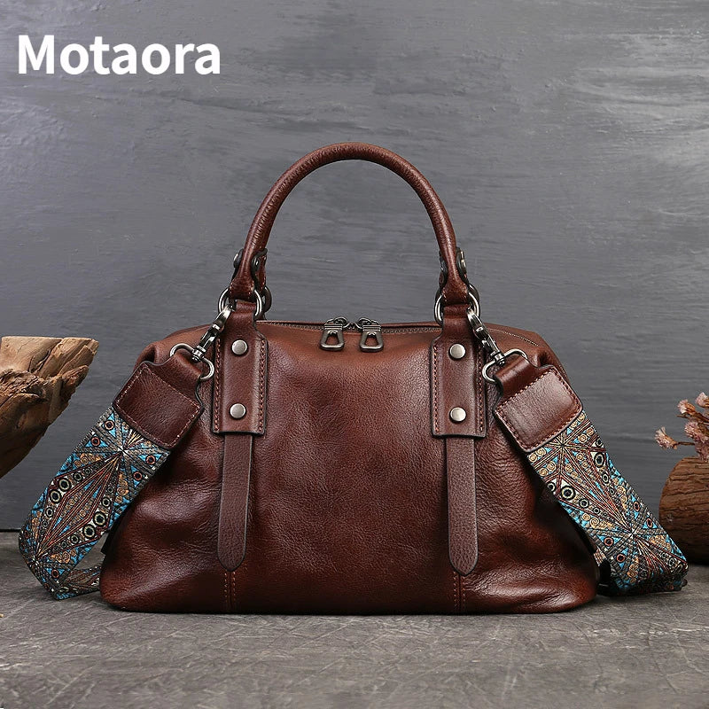 MOTAORA Genuine Leather Shoulder Bags For Women Handbags 2024 New Luxury Designer Vintage Lady Handbag Casual Tote Women's Bag