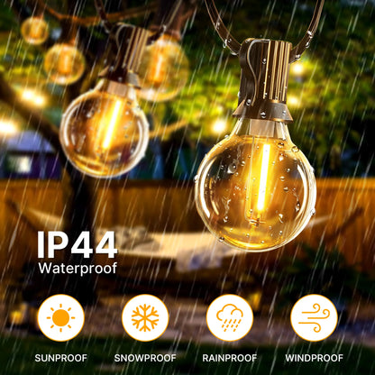 Solar String Lights Outdoor G40 Patio Lights with LED Shatterproof Bulbs,Weatherproof Hanging Lights for Backyard Bistro