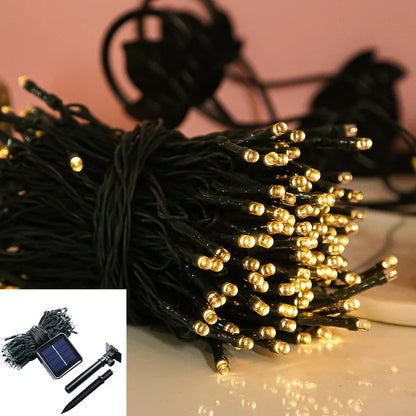 1 pack Solar String Fairy Light LED Waterproof Outdoor 12M Garland Street Lamp Festoon 2023 Christmas Party For Garden Decor