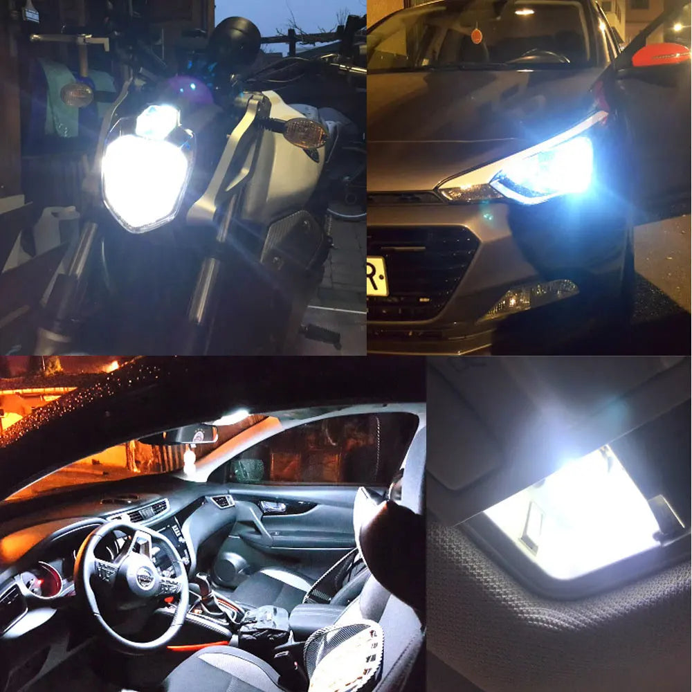 2x W5W 194 T10 Car Glass Housing Cob Led Bulb White Yellow Blue 12V Wedge License Plate Lamp Dome Light Diedo Lighting Modify