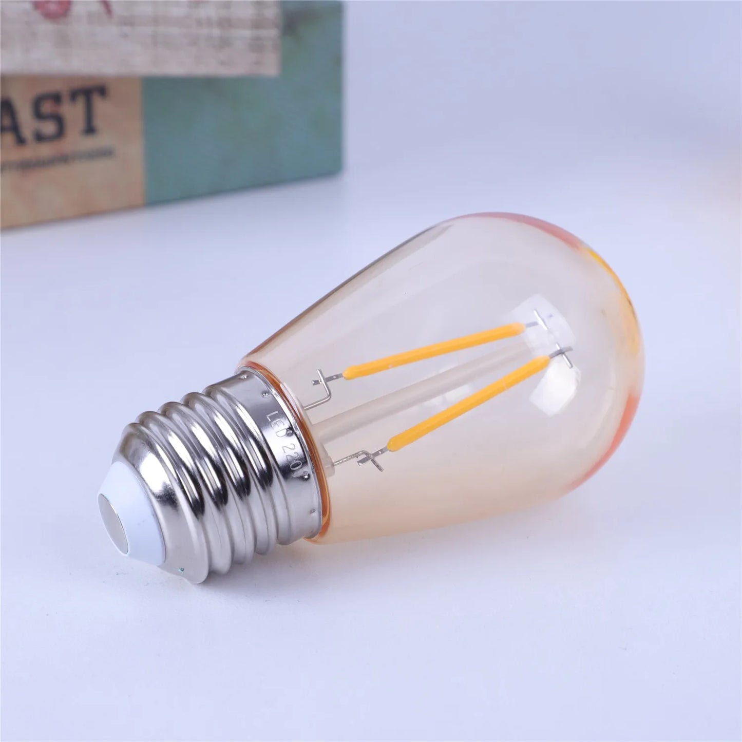 GANRILAND S14 PC String Light Bulbs Amber Plastic E27 220V Waterproof IP44 Warm White 2700K Vintage 1W 2W ST45 Led Edison Bulb