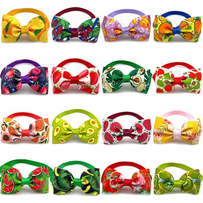 50/100pcs Summer Dog Bow Tie Fruit Pattern Dog Supplies Pet Dog Cat Puppy Bowties Holiday Party Neckties Small Dog Pet Supplies