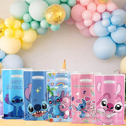 Stitch Cartoon Angel Theme 10pcs/lot Happy Birthday Party Girls Kids Boys Favors Gifts Surprise Candy Bags Decorations Loot Bags