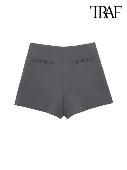 Chic Asymmetric High-Waist Skort with Side Zipper.