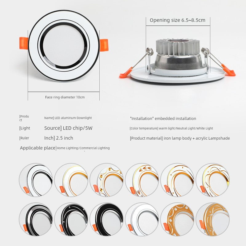 Led Hole Living Room Three-Color Ceiling Downlight