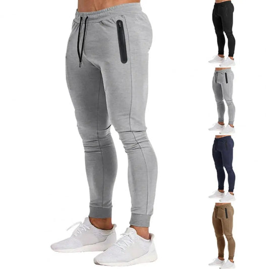 Summer Sweatpants Quick-drying Men's Sport Pants with Side Zipper Pockets Drawstring Elastic Waist for Gym Training Jogging Slim