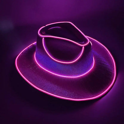 Bride Cowgirl Hat Glowing Light Bar Cap Bachelorette Party Supplies Wireless Disco Luminous Led Flashing Neon Western Cowboy Hat