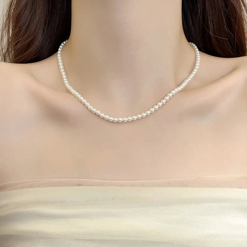 Circular Glass Pearl Necklace - European & American Style Fashion