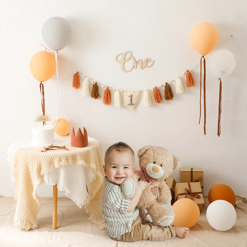 Let's Make Happy Birthday Banner Handmade Tassel Pendant First Boys Girl Baby Shower Birthday Party Balloon Decoration Supplies