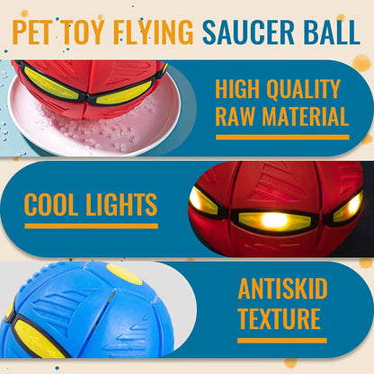 2023 New Pet Dog Toy Magic Flying Saucer Ball Durable Soft Rubber Interactive Throwing Ball Outdoor Sport Dog Training Equipment.