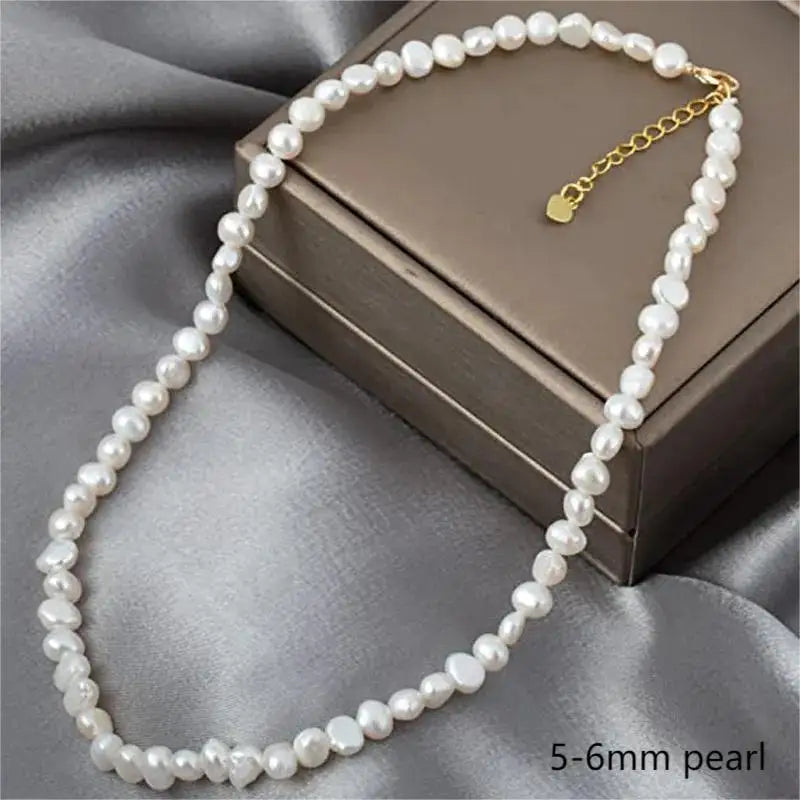 Real Baroque Freshwater Pearl Choker Necklace - AA 5-9mm Pearls