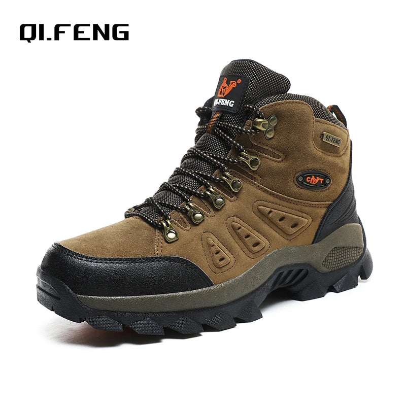 36-48 Autumn Winter Men Women Ankle Boots Leather Tactical Shoes New Plus Anti-Skidding Classical Walking Footwear Summer Hiking