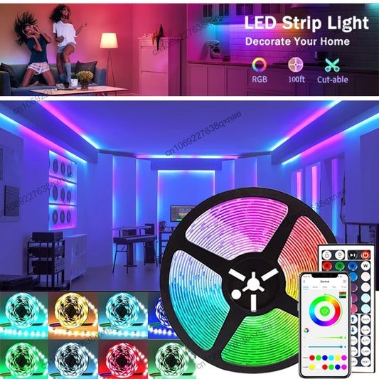 1-5M 10M 15M 20M 30M LED Strip Light for Room RGB5050 USB Flexible Lamp Tape Bluetooth Control DC5V Led Neon Lights TV Backlight