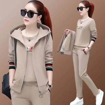 Fashion Women's Suit 2023 New Korean Version Spring and Autumn Long Sleeve Top Casual Sportswear Elegant Women's Three Suits