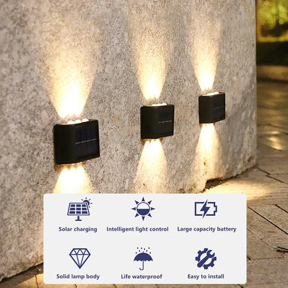 10/8/6/4/2 LED Solar Wall Lamp Outdoor Waterproof Up and Down Luminous Lighting for Garden Fence Decoration Sunlight Light