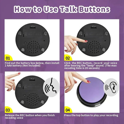 Voice Recording Button Dog Talking Buttons Set For Communication Command 30 Second Record Playback For Cats Pet Training Buzzer