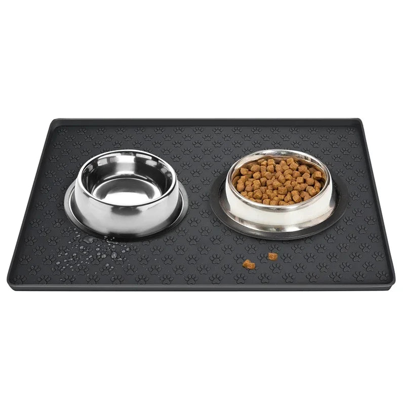 Pet Placemat Pet Food Mat Dog Cat Feeding Mat Silicone Dog Dish Mats for Floors Waterproof Slip Dog Bowl Mat with Raised Edges