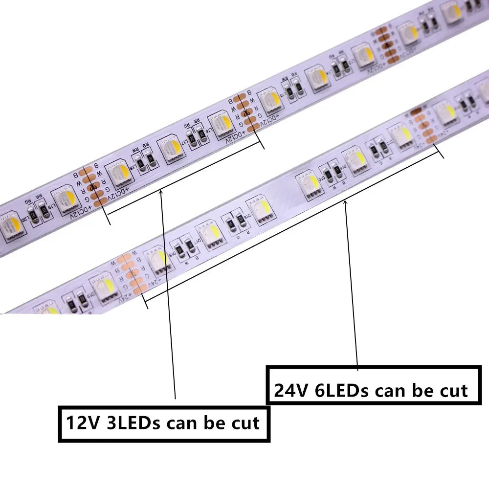 12V 24V SMD5050 RGBW RGBWW LED Strip RGB White RGB Warm White 4 in 1 LED Chip,60 120 108LED/M IP20 IP65 IP67 Waterproof LED Tape