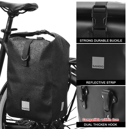 SAHOO Cycling Bicycle Bike Rear Seat Trunk Bag Large Capacity Panniers Reflective Rear Bag Waterproof Bicycle Storage Bag