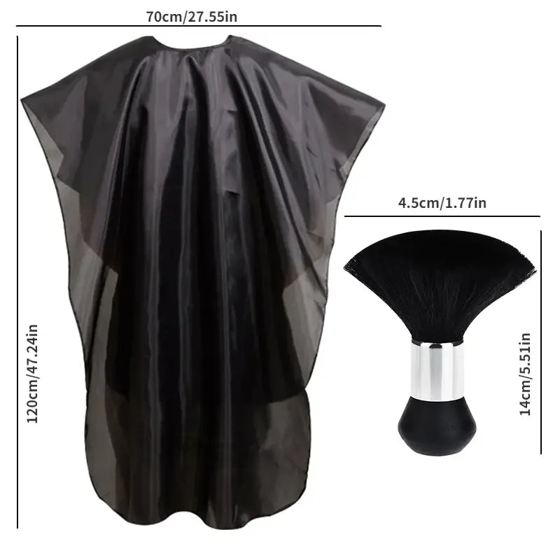 Barber wrap set Waterproof Hair Cutting Cape with Neck Duster Brush - Professional Barber Salon Hairdressing Apron Hair Stylists