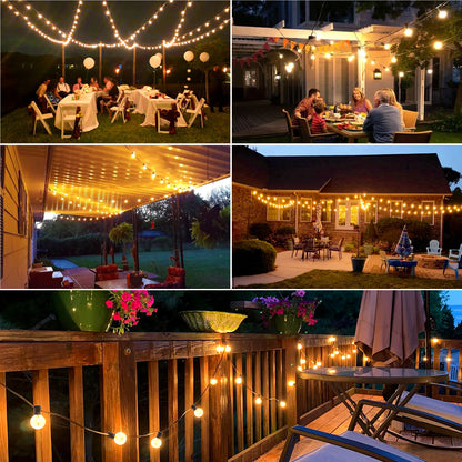 Solar String Lights Outdoor G40 Patio Lights with LED Shatterproof Bulbs,Weatherproof Hanging Lights for Backyard Bistro