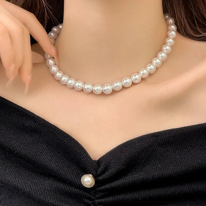 Circular Glass Pearl Necklace - European & American Style Fashion