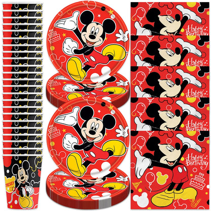 Mickey Theme Boys Favors Cups Plates Happy Birthday Party Napkins Decoration Events Supplies 60pcs/lot