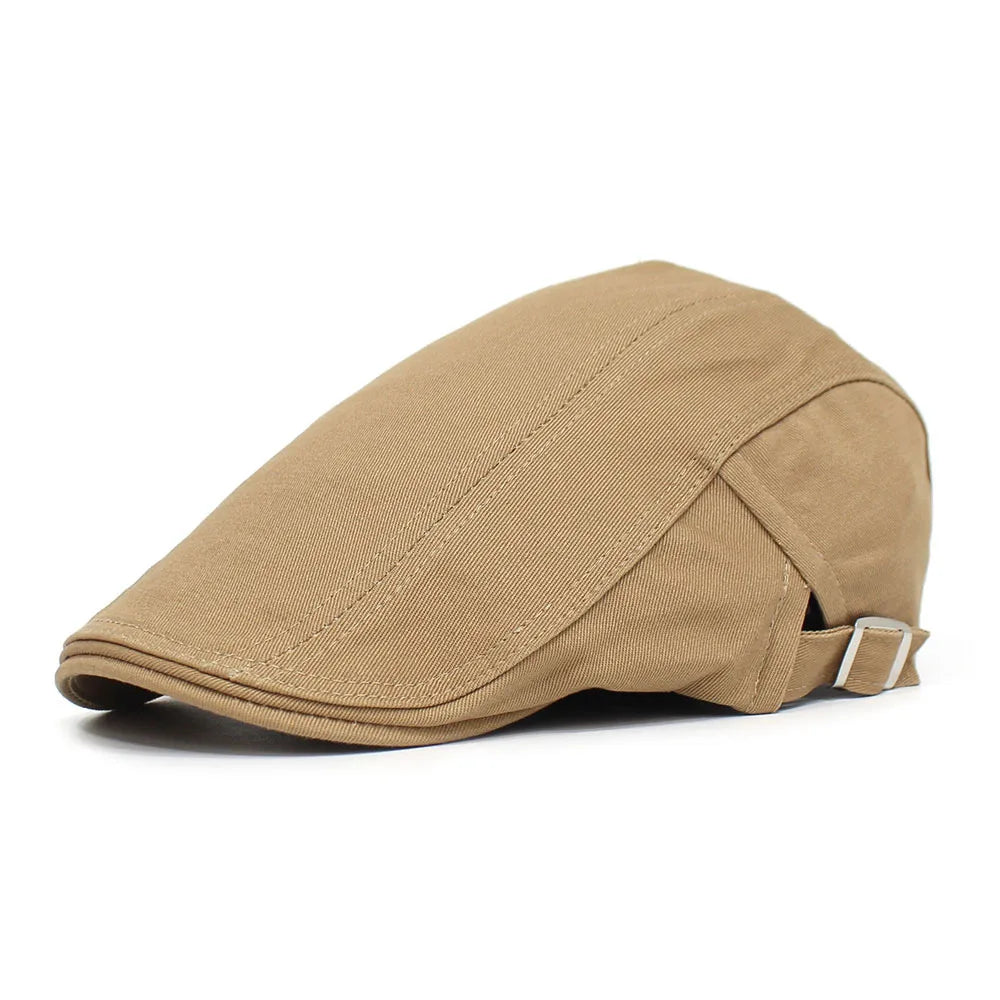 Solid color cotton front cap men's casual cap classic beret