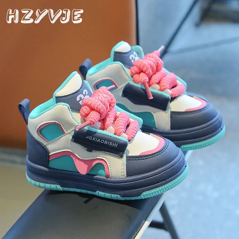 Children's Spring Autumn New Sports Shoes Boy's Casual Trend Board Shoes High Top Girl's Fashion Dopamine Running Shoes Sneakers