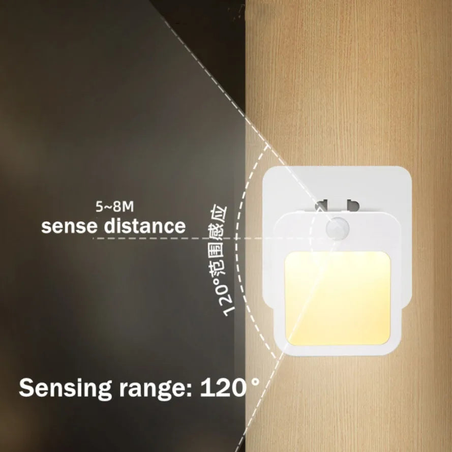 LED Night Light With Motion Sensor EU Plug In Dimmable Cabinet Light For Baby Bedside Bedroom Corridor Wireless Night Lamp