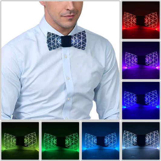 Luminous LED Bow Tie Neon Light Festival Accessories Party Supplies Glowing Acrylic Tie For Halloween Christmas