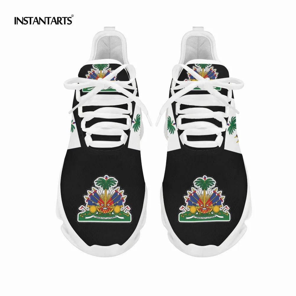 INSTANTARTS Haiti Flag Design Cool Sneakers for Men Women Summer Spring Light Mesh Lace-up Flat Shoes Female Male Footwear 2022