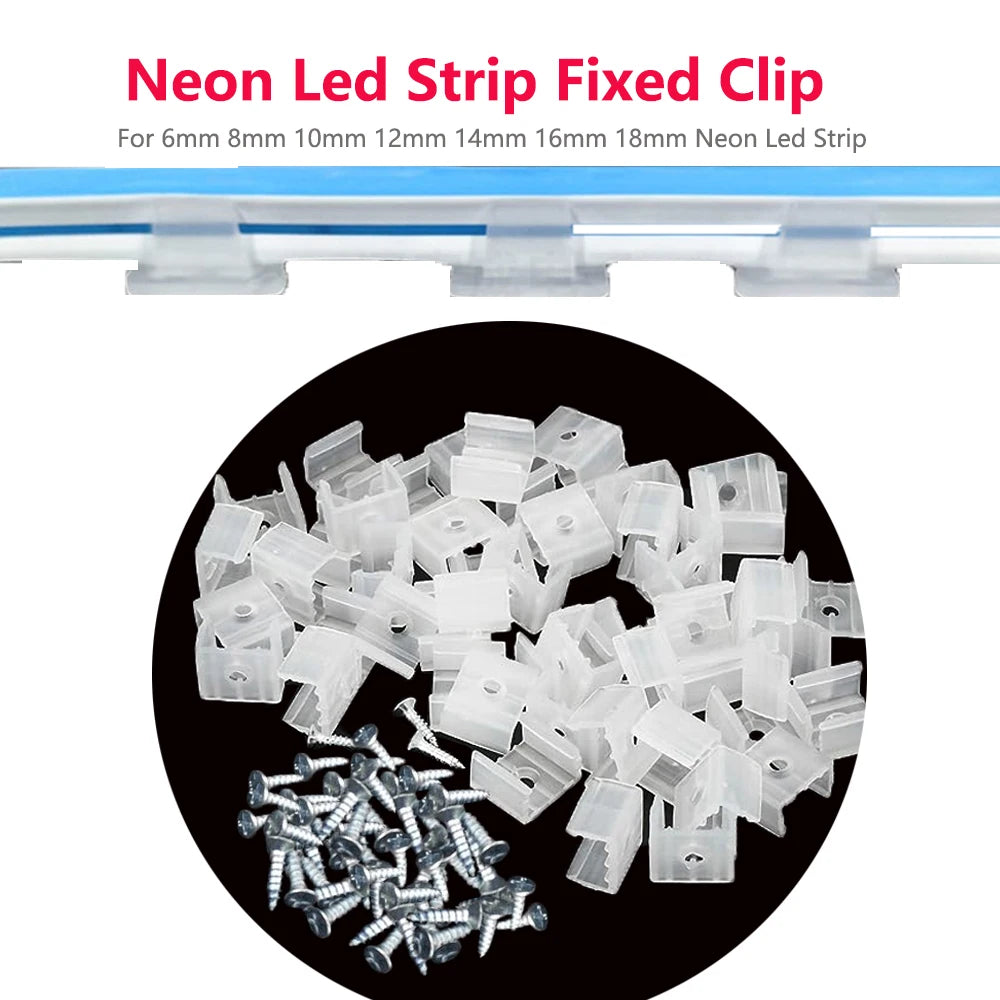 Fixing Clip + Screw Mounting Brackets For 12V 2835 5050 Cob Flexible Neon LED Strip RGB LED Strip Fxing Holder Fixed Accessories