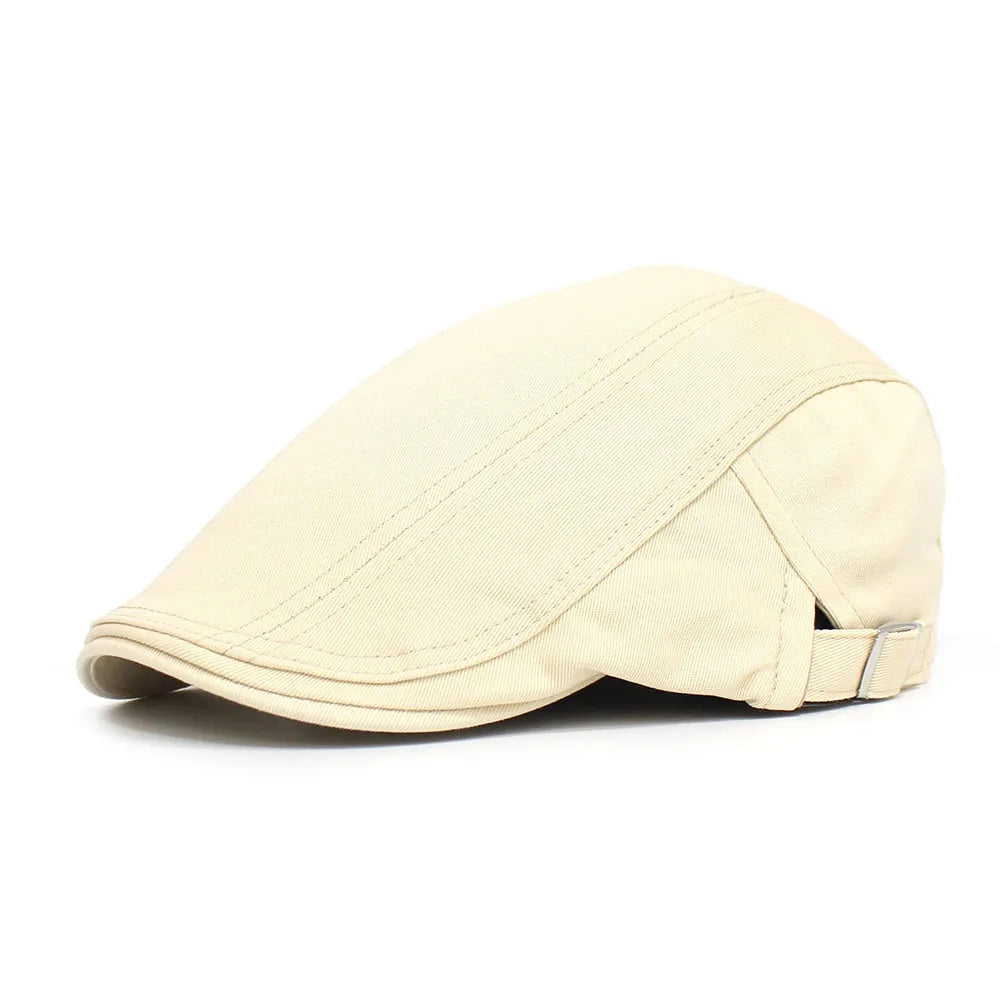 Solid color cotton front cap men's casual cap classic beret