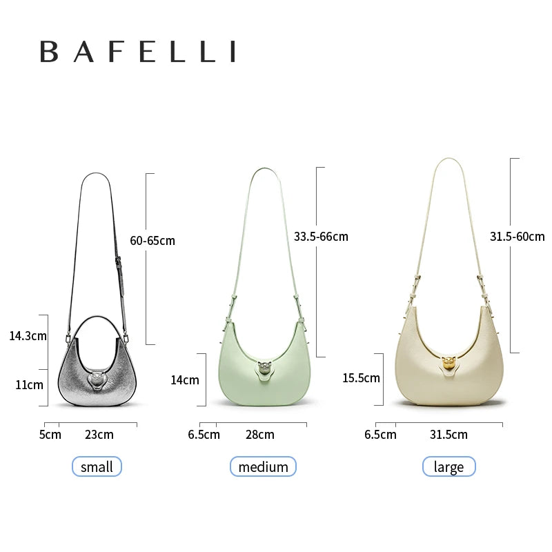 BAFELLI 2024 NEW WOMEN'S HANDBAG CAT SERIES GENUINE LEATHER LUXURY BRAND FASHION RETRO STYLE SHOULDER HOBOS FLAP BAGS FEMALE