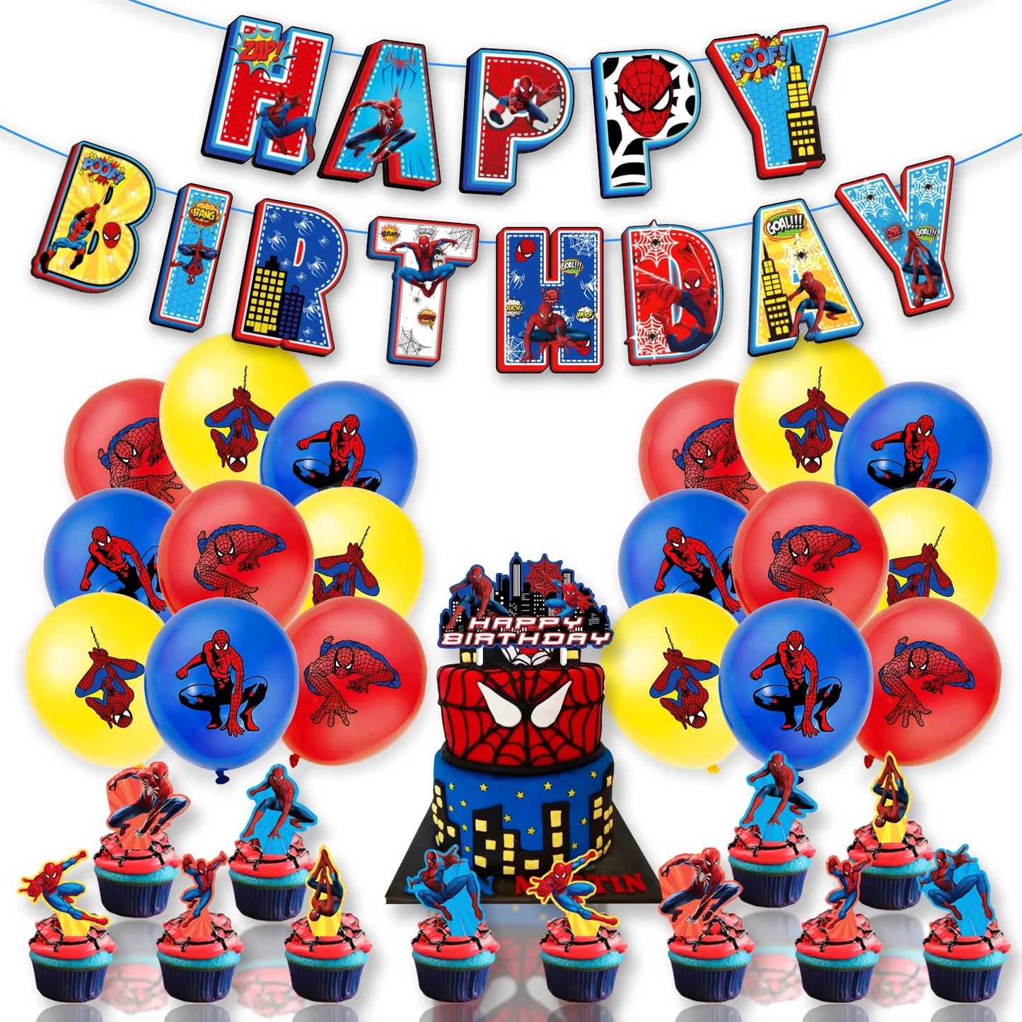 Super Hero Birthday Party Decoration The Avengers Balloon Spiderman Iron Man Hulk Party Supplies Tableware Banner Backdrop