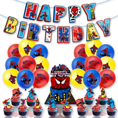 Super Hero Birthday Party Decoration The Avengers Balloon Spiderman Iron Man Hulk Party Supplies Tableware Banner Backdrop